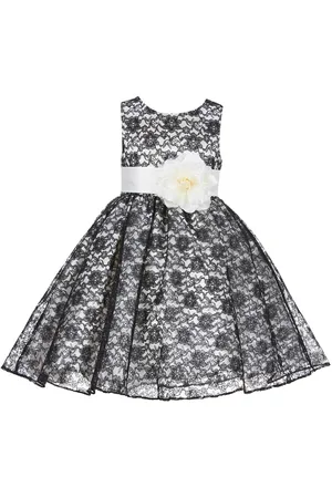 BAESD Kids-Girls Floral Print Satin Fit & Flare Maxi Party Dress