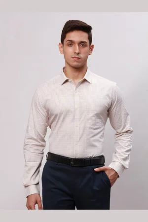 Park Avenue Slim Fit Grid Tattersall Checked Cotton Formal Shirt