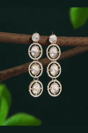 Ami Gold-Plated Austrian Diamonds Studded Drop Earrings