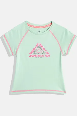 Allen Solly Girls Typography Print Pure Cotton T-shirt