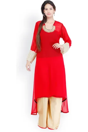 Chhabra 555 Women Red Kurta with Trousers