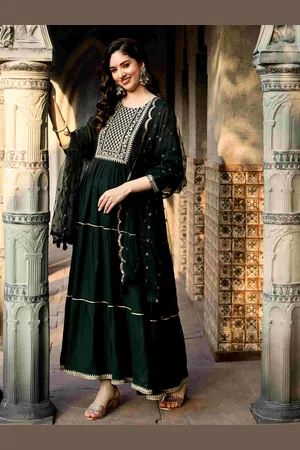 Nayo Round Neck Embroidered Maxi Dress With Dupatta