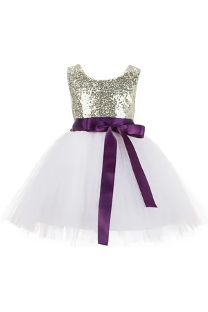 BAESD Girls Embellished Sleeveless Net Fit & Flare Opaque Party Dress