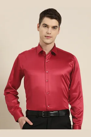 HANCOCK Premium Slim Fit Spread Collar Long Sleeves Tuxedo Party Shirt