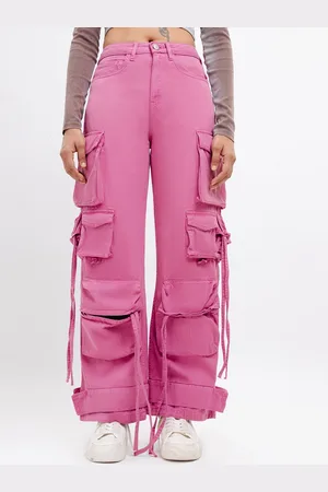 FREAKINS Women Wide Leg High-Rise Pure Cotton Jeans