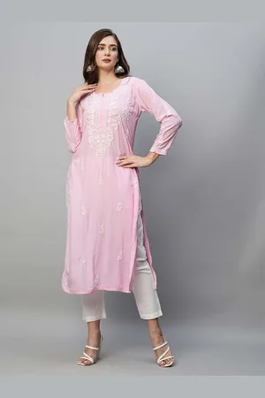 ADAM Co. Floral Embroidered Chikankari Cotton Kurta