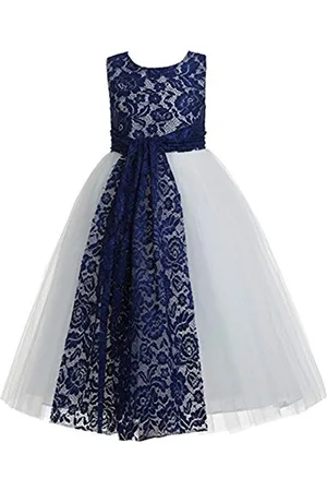 BAESD Girls Sleeveless Floral Net Maxi Opaque Party Dress