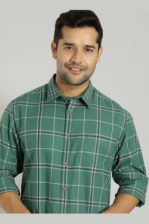 Indian Terrain Tartan Checks Spread Collar Chest Pocket Full Sleeves Cotton Casual Shirt