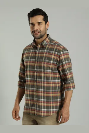 Indian Terrain Tartan Checks Spread Collar Chest Pocket Cotton Casual Regular Fit Shirt