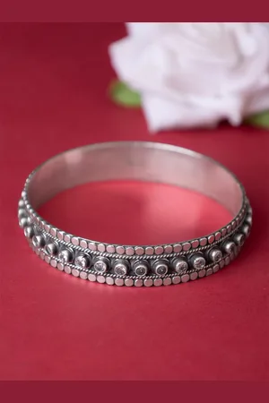 Shyle 925 Sterling Silver Tattva Jadau Zircon Versatile Bangle