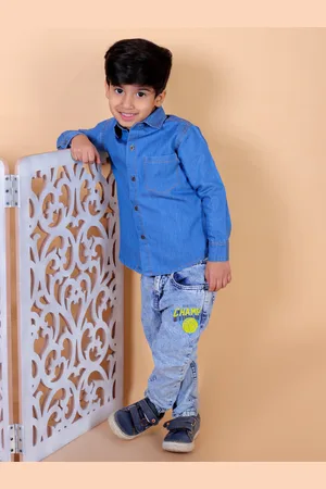 Superminis Boys Spread Collar Long Sleeves Standard Cotton Casual Shirt