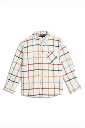 Tommy Hilfiger Boys Spread Collar Checked Casual Cotton Shirt