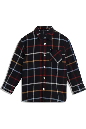Tommy Hilfiger Boys Spread Collar Checked Casual Cotton Shirt