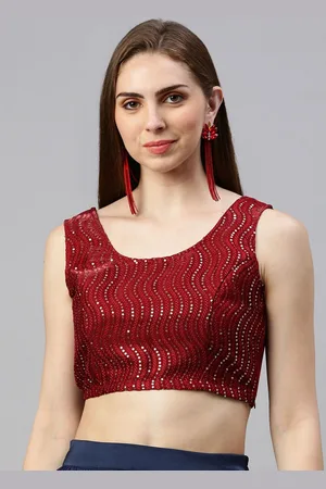 De Moza Embroidered U-Neck Sleeveless Saree Blouse