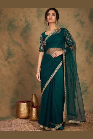 Sangria Women Floral Zari and Sequins Embroidered Saree Blouse Piece