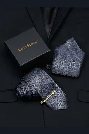 LOUIS STITCH Men Paisley Silk Accessory Gift Set