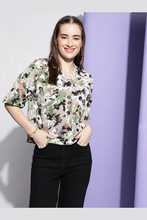 CLEMIRA Floral Printed Shirt Style Top