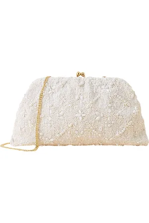 Women's Trendy Party Wear Embroidered Oval Clutch Purse