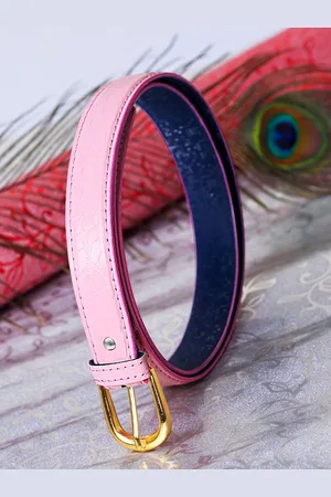 DressBerry Women Pink Textured PU Slim Belt