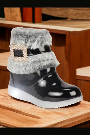 Lil Lollipop Girls Faux Fur Trim LED Regular Boots