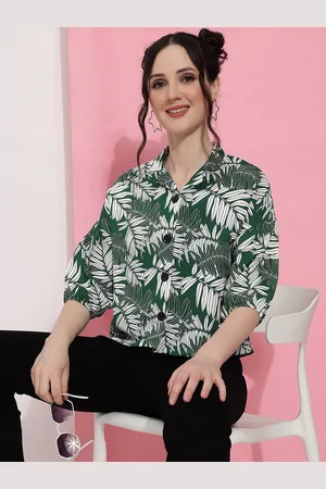 CLEMIRA Tropical Printed Shirt Style Top