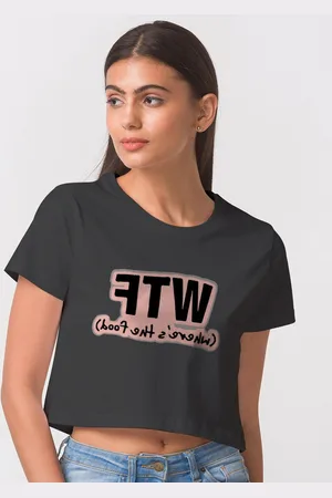 FashionRack Women Black Typography Printed Bio Finish Applique T-shirt