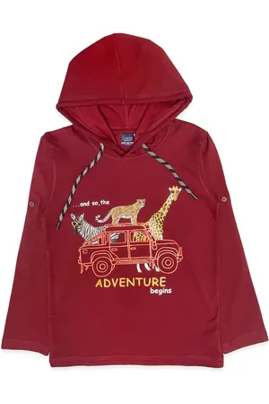 CAVIO Boys Printed Hooded Long Sleeves Pullover Cotton Sweatshirt