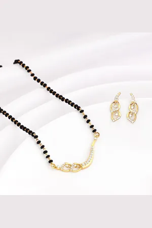 GIVA 925 Sterling Silver Gold-Plated Stone-Studded Mangalsutra Set