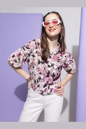 CLEMIRA Floral Printed Shirt Style Top
