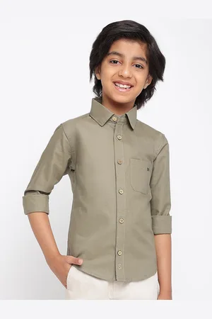 TALES & STORIES Boys Spread Collar Cotton Opaque Casual Shirt