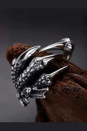 OOMPH Men Stainless Steel Vintage Biker Shaped Adjustable Finger Ring