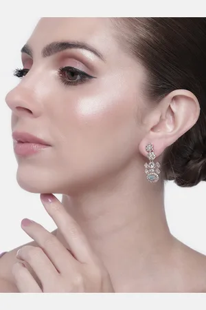 ESTELE Women Rose Gold-Plated Floral Drop Earrings