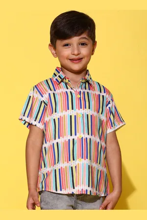 TALES & STORIES Boys Vertical Striped Spread Collar Opaque Casual Shirt