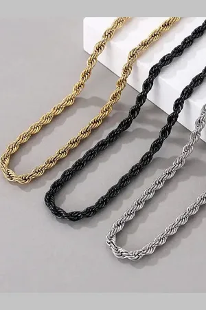 Meenaz Men Set Of 3 Silver-Plated Chain