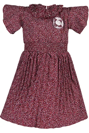 Wish Karo Baby Girls Floral Printed High Neck Knee Length Fit & Flare Dress