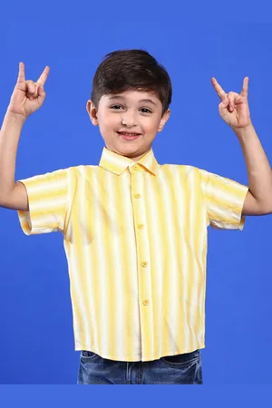 TALES & STORIES Boys Spread Collar Opaque Striped Casual Shirt