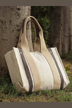 Anekaant Cotton Jute & Leather Shopper Handheld Bag