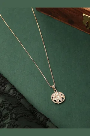 Ami Rose Gold-Plated Contemporary CZ-Studded Pendant With Chain