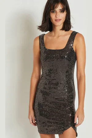Next Sequin Embellished Sleeveless Mini Bodycon Dress With A Front Slit