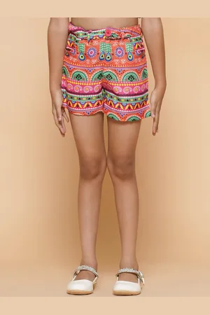 AKS Girls Ethnic Printed Mid-Rise Shorts