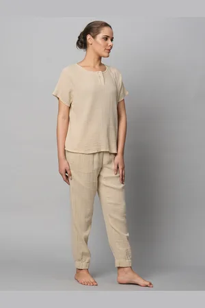 Chemistry Crinkle Double Crepe Pure Cotton Top With Joggers