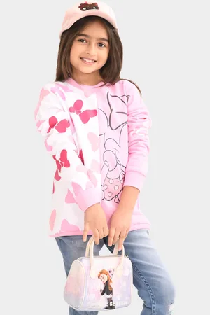 BONKIDS Girls Graphic Printed Cotton Pullover Sweatshirt