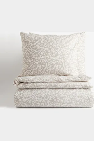 H&M Beige Double King Size Cotton Duvet Cover Set