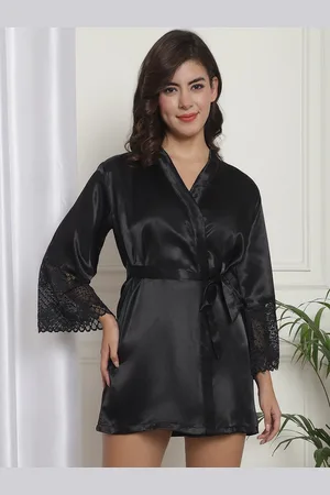 Claura V-Neck Long Sleeves Silk Satin Mini Sleepwear Robe