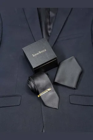 LOUIS STITCH Men Italian Silk Necktie Accessory Gift Set