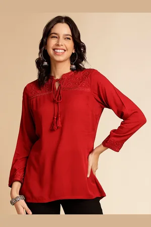 Anouk Tie-Up Neck Thread Work Kurti