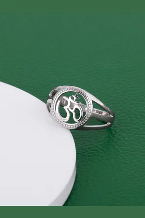 GIVA Men 92.5 Sterling Silver Rhodium-Plated Stones Studded Om Finger Ring