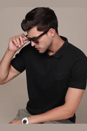 WROGN Men Brand Logo Embroidered Polo Collar Slim Fit T-shirt