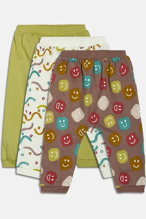 MINI KLUB Infant Boys Pack Of 3 Printed Pure Cotton Joggers