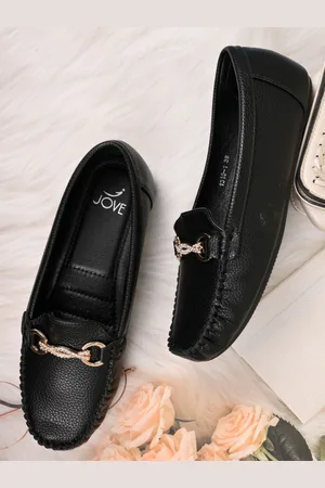 Jove Women Textured Lightweight Slip-On Horsebit Loafers